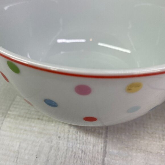 Home Target CHELSEA PARK Multicolor Polka Dots Red Trim Porcelain Bowls Set 2 - Picture 11 of 14